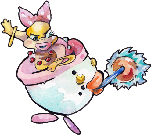 Watercolor And Ink Painting Of Wendy Koopa For The Clipart (600x600), Png Download