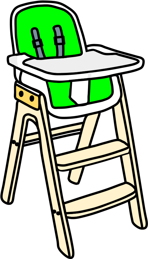 High Chair, White Tray, Blond Wood, Steps, Bright Green Clipart (816x1056), Png Download