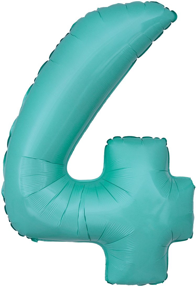 Zahl 4 Als Türkisfarben Schimmernder Folienballon Mit Clipart (822x1200), Png Download