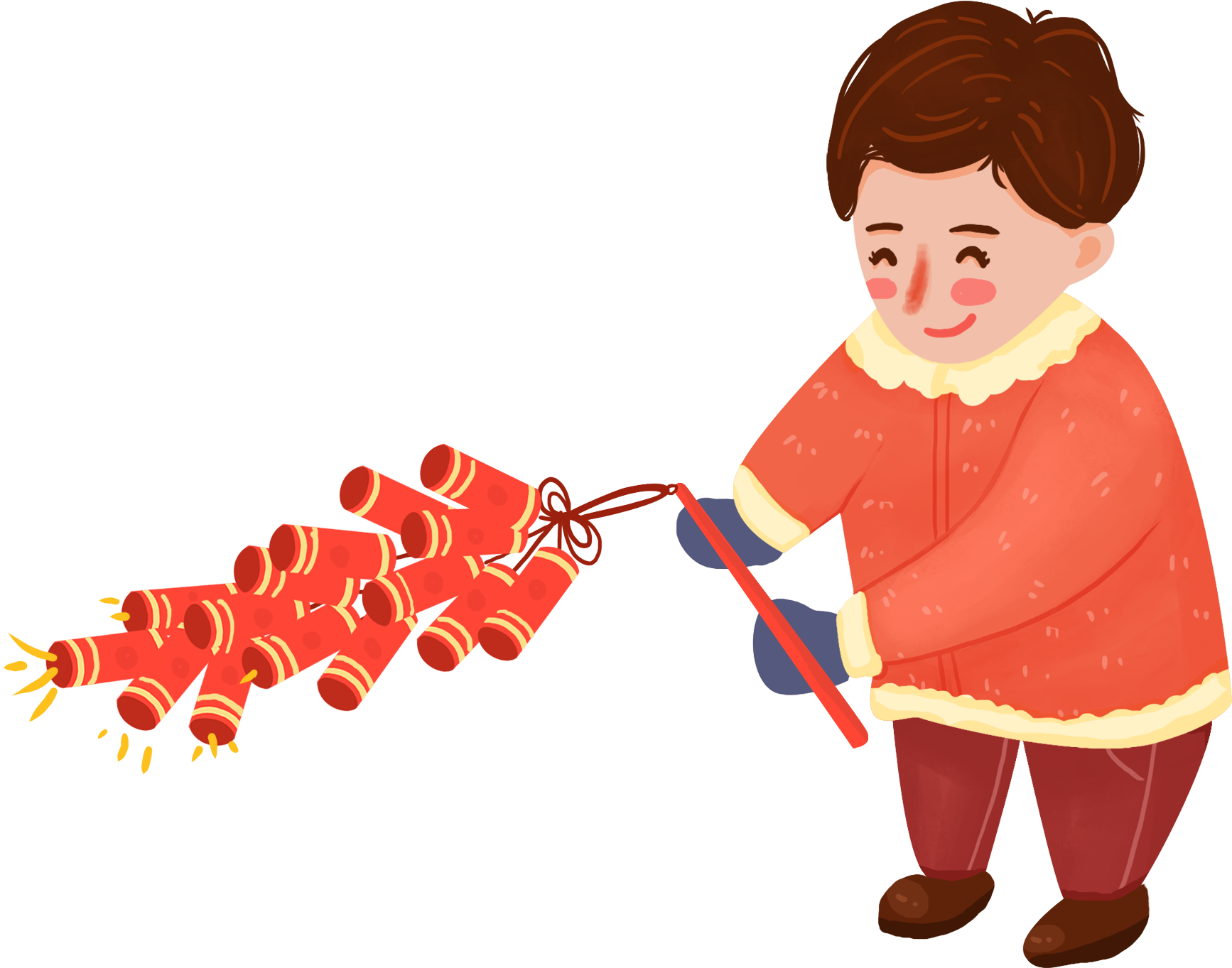 Karikatur Hand Gezeichnet Festlich Neues Jahr Png Und Clipart (2000x2000), Png Download