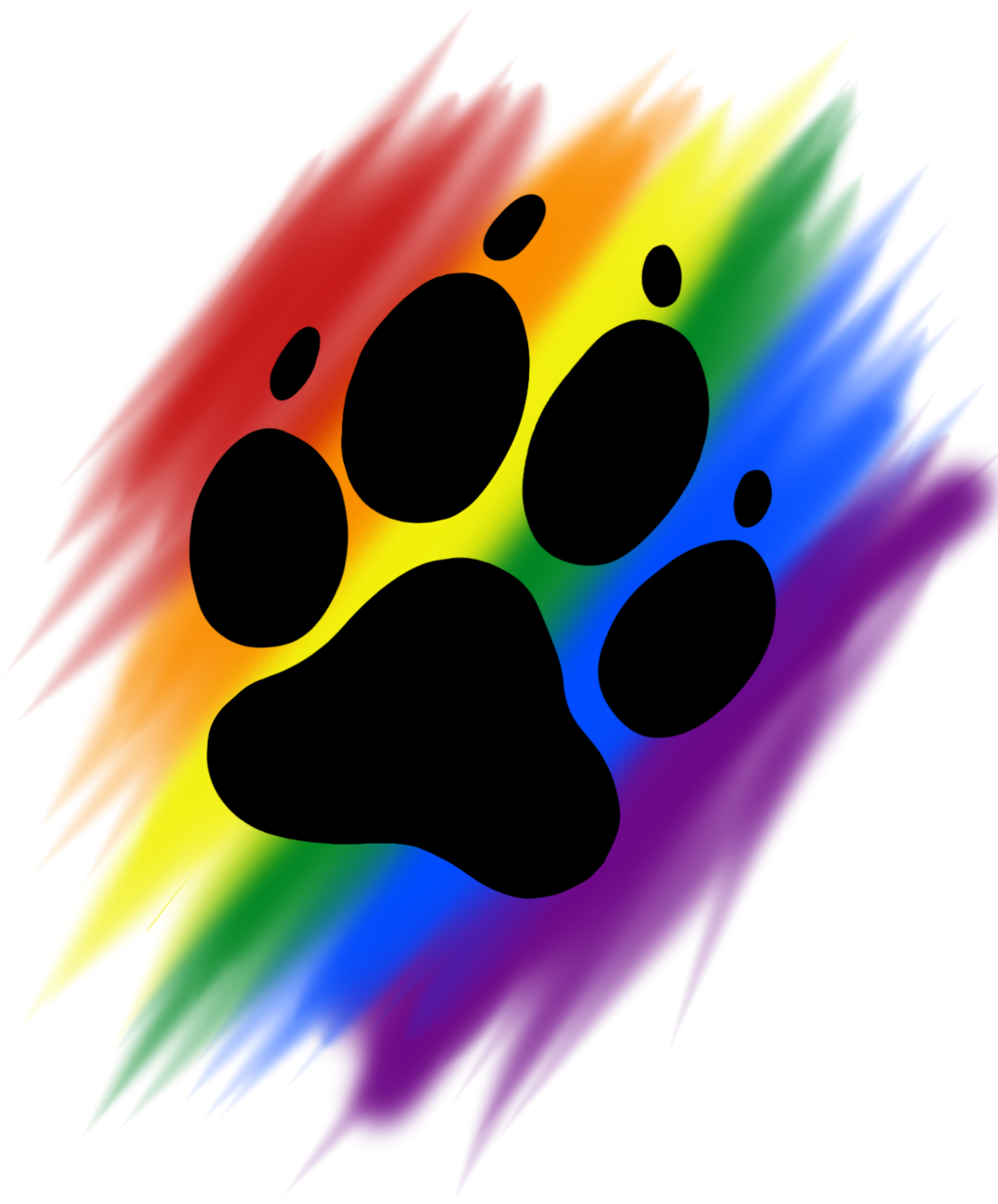 Rainbow Brush Paw Print , Png Download Clipart (3753x4525), Png Download