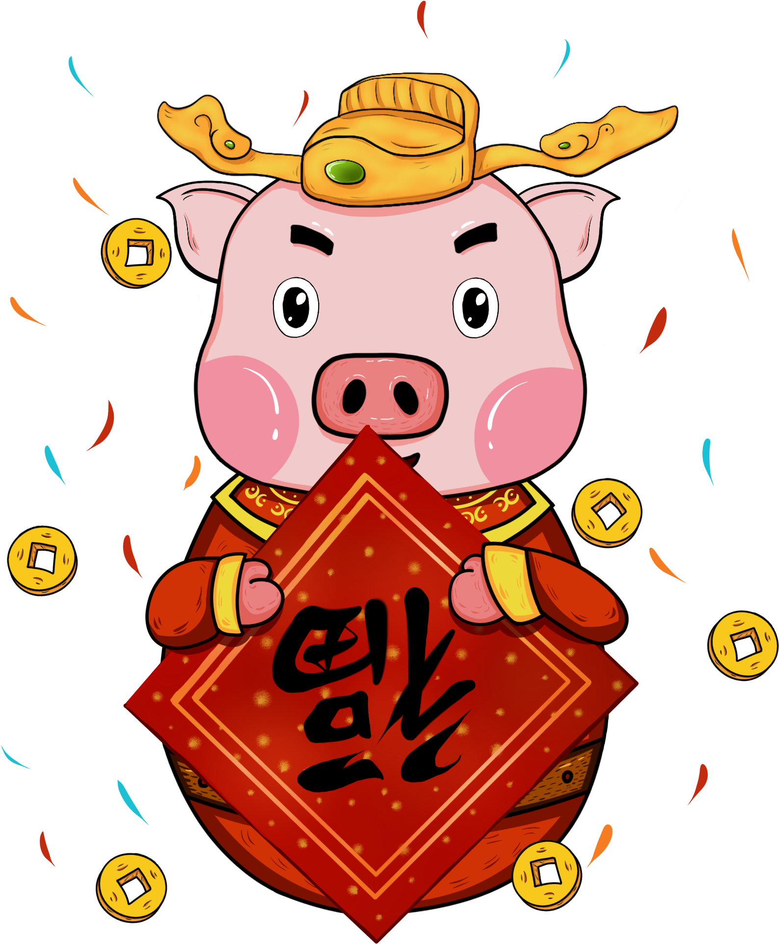 Handgemalter Festlicher Schweinvektor Jahrschwein Überlagerter Clipart (2000x2000), Png Download