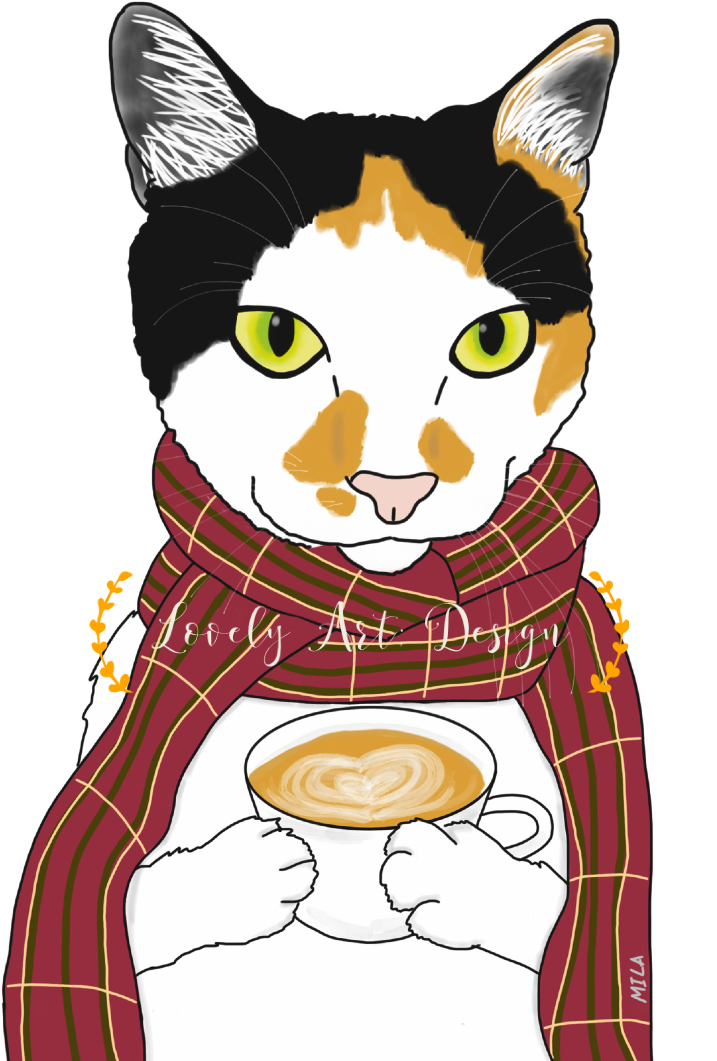 #katze #tricolorcat #cappuchino #herbst #schal #mila Clipart (1080x1080), Png Download