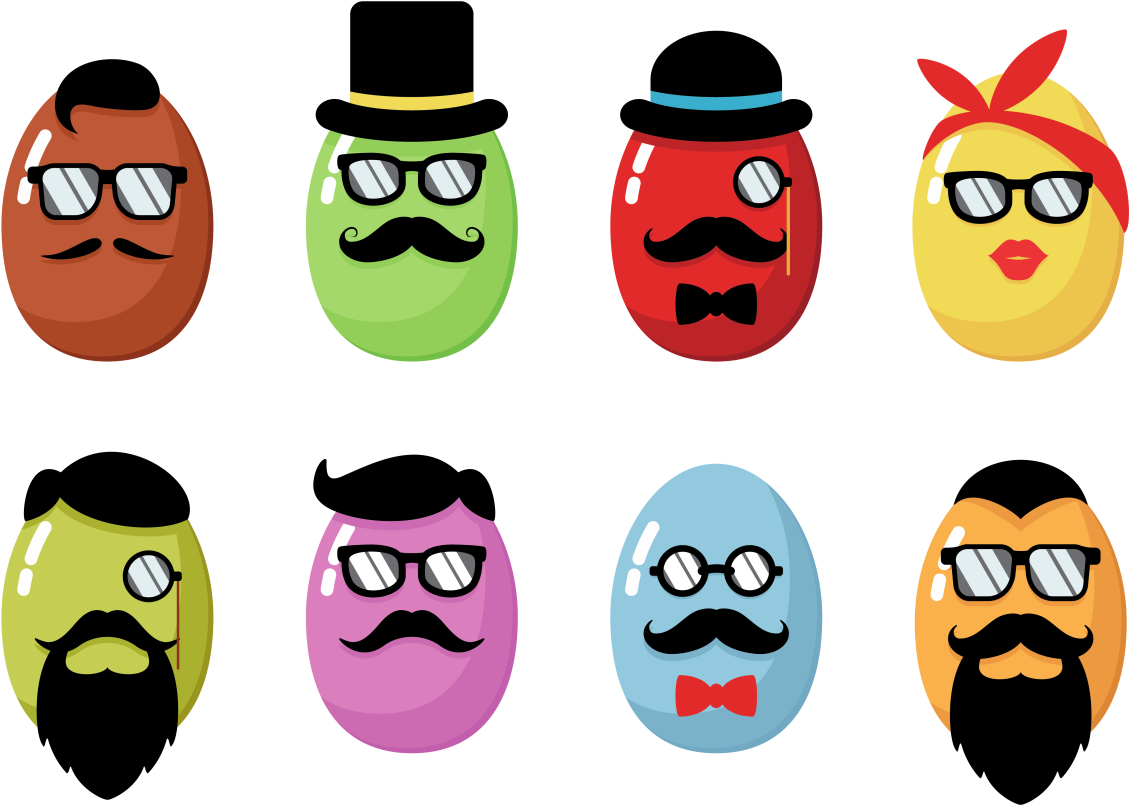Hipster Easter Icons Vector Clipart (700x490), Png Download