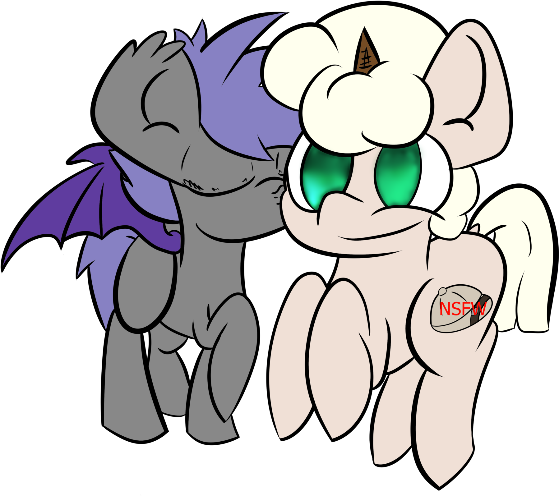 418019 Safe Kissing Bat Pony Anon Ship Mlpchan Artist Clipart (2000x2000), Png Download