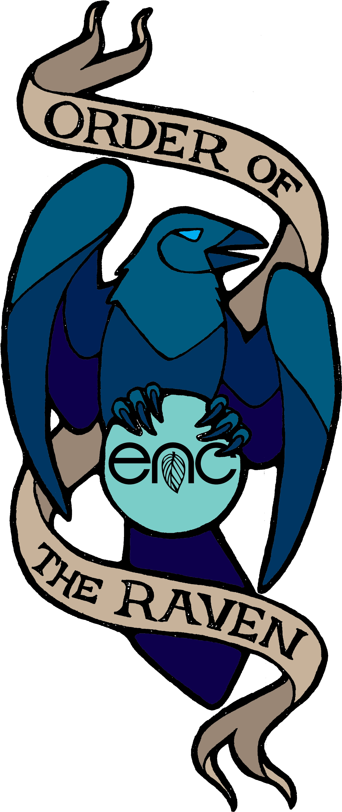 Raven Ribbon Color Enc Clipart (1385x3145), Png Download