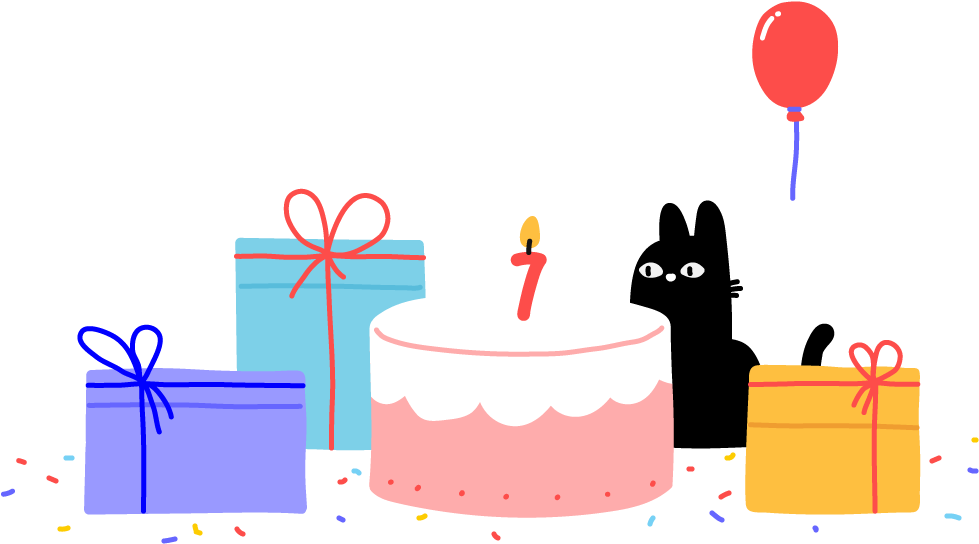 Themes Kingdom Team Celebrating 7th Birthday Clipart (1100x580), Png Download