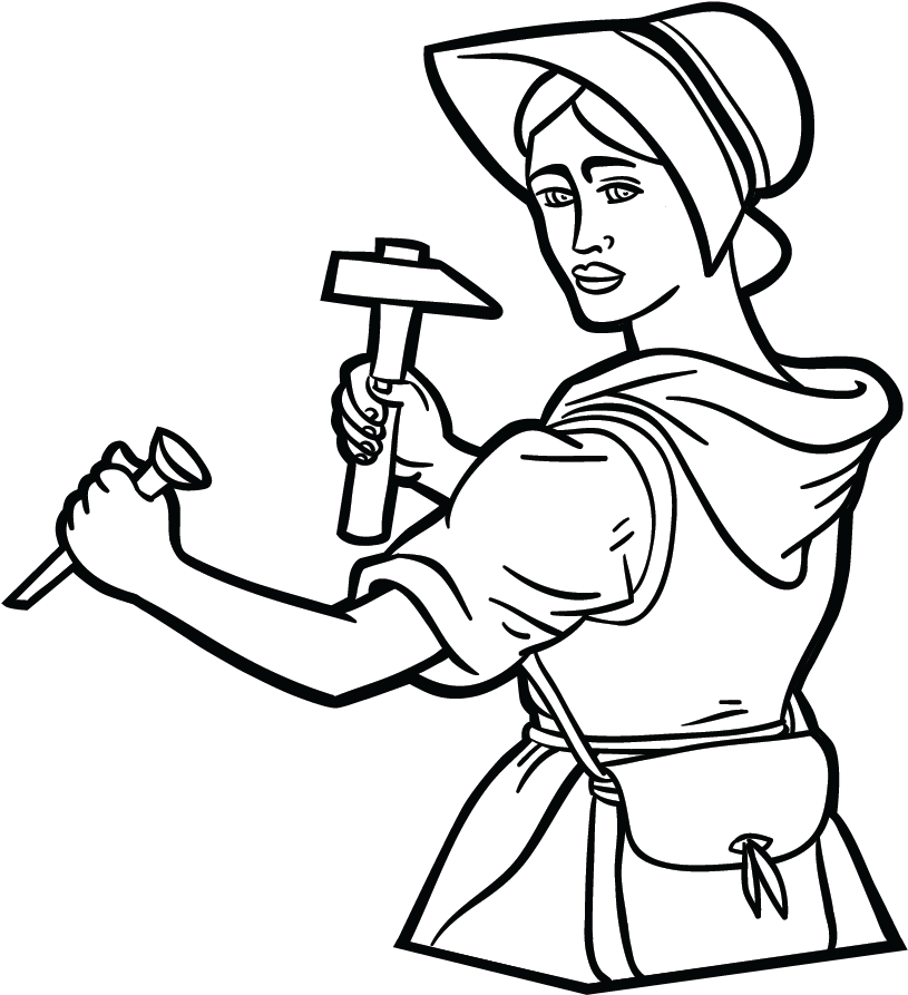 Carpenter Clipart Coloring Page - Png Download (987x1033), Png Download