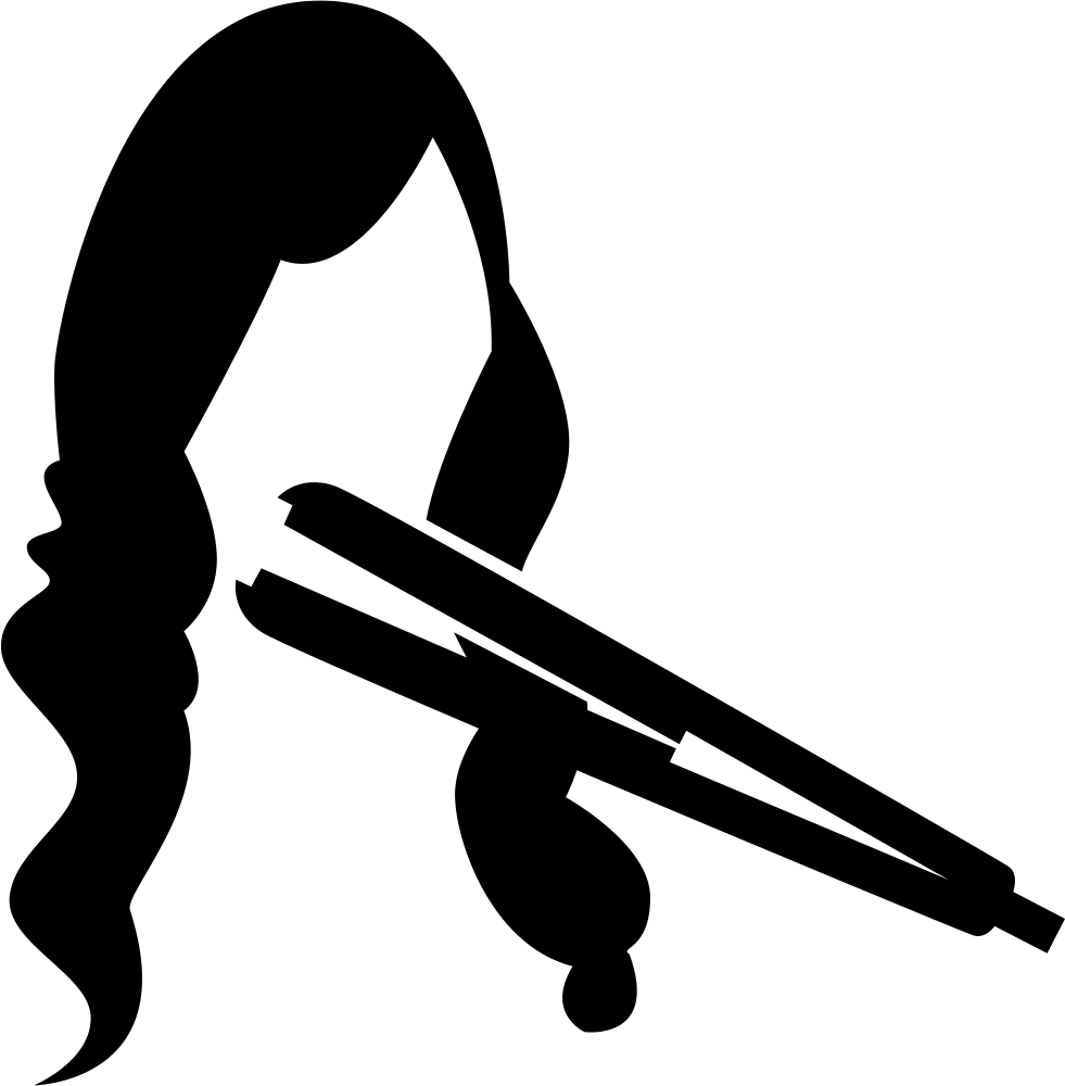Hair Straightener On Long Female Hair Comments Clipart (981x1000), Png Download