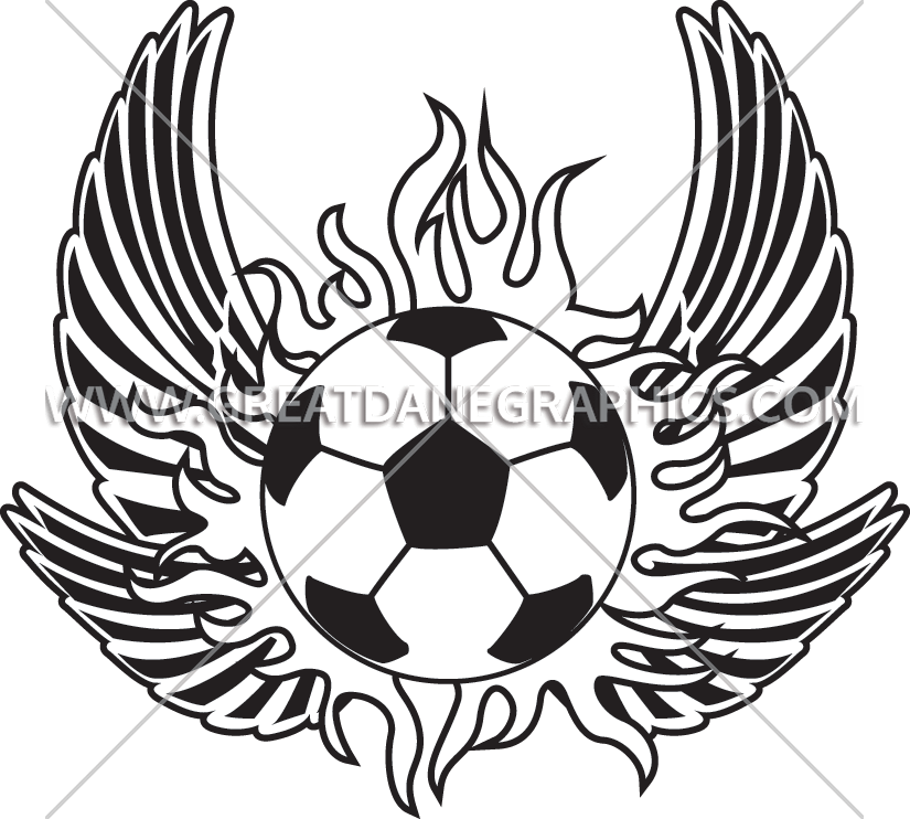 Flaming Soccer Wings Production Clipart (825x742), Png Download