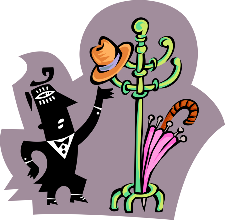 Png Library Library Arriving Home Putting Hat On Rack Clipart (717x700), Png Download