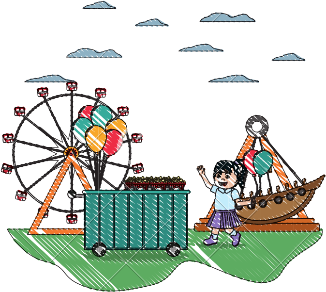 Happy Girl With Balloons Clipart (800x800), Png Download