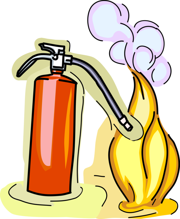 Vector Illustration Of Fire Extinguisher Discharges Clipart (576x700), Png Download
