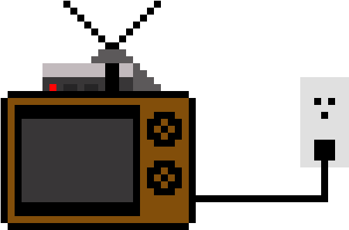 Old Tv W/ Nes Pluggued In Tha Wall Clipart (770x460), Png Download