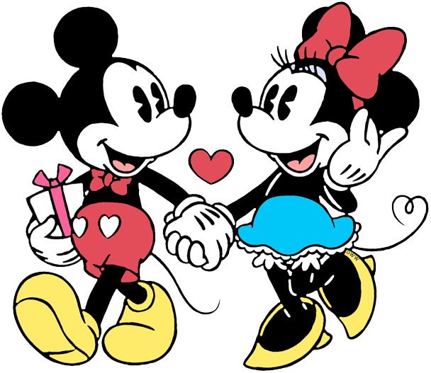 New Mickey, Minnie Walking Hand In Hand Clipart (608x527), Png Download