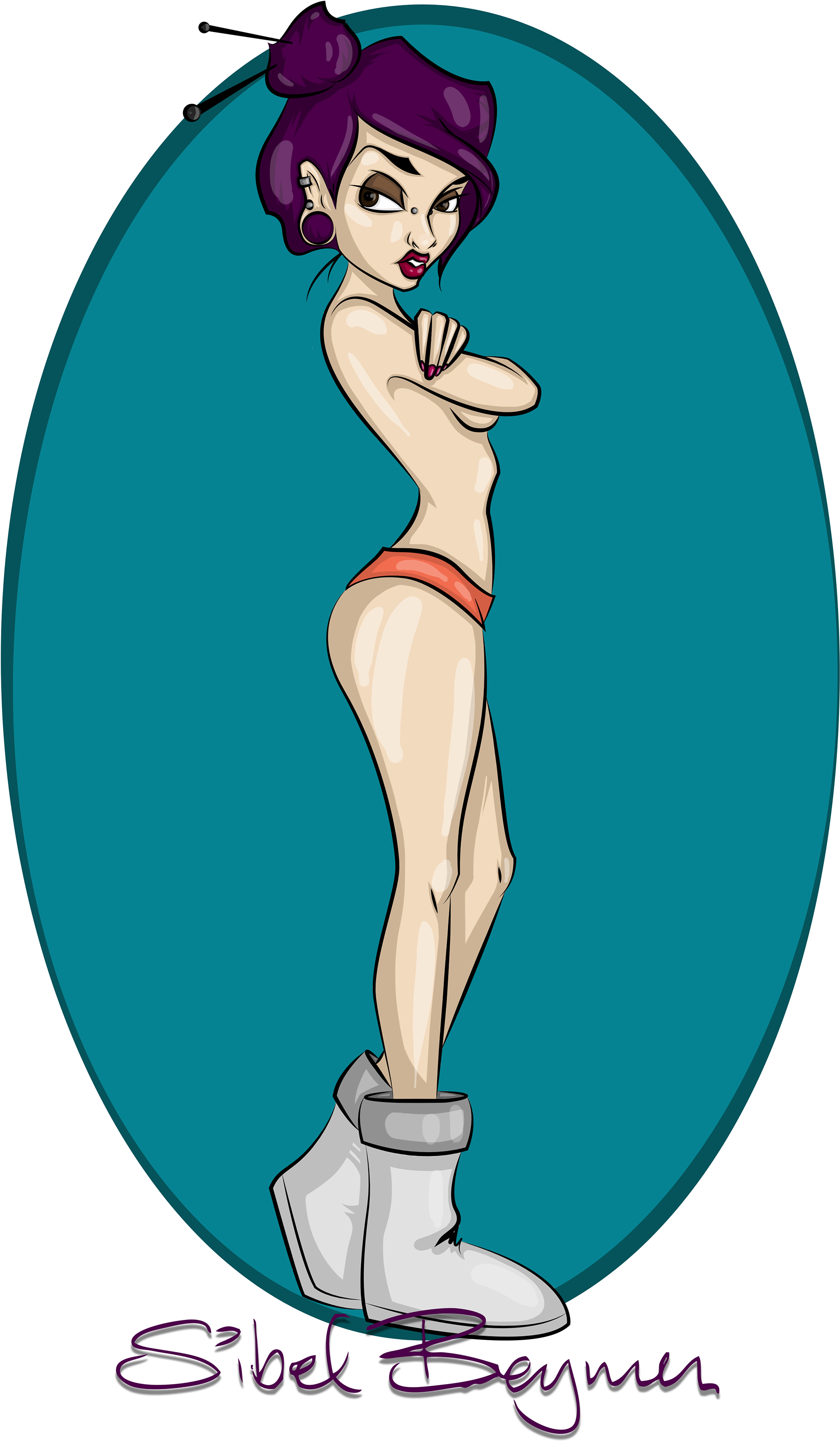 Pin-up Purple Clipart (1920x3135), Png Download