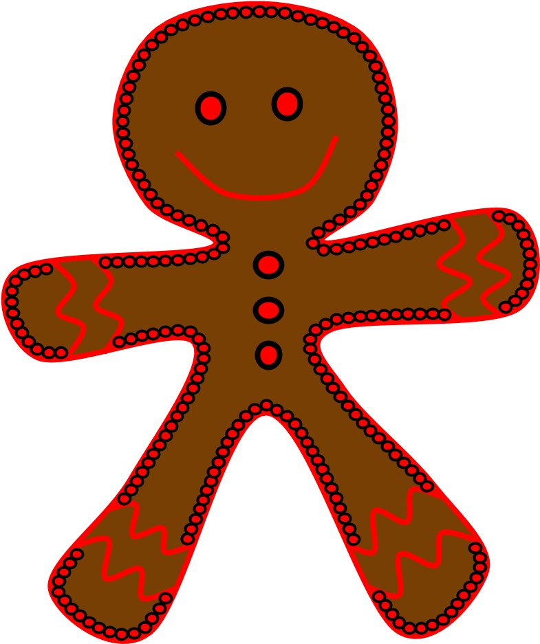 Gingerbread Man, Red Frosting Clipart (816x1056), Png Download