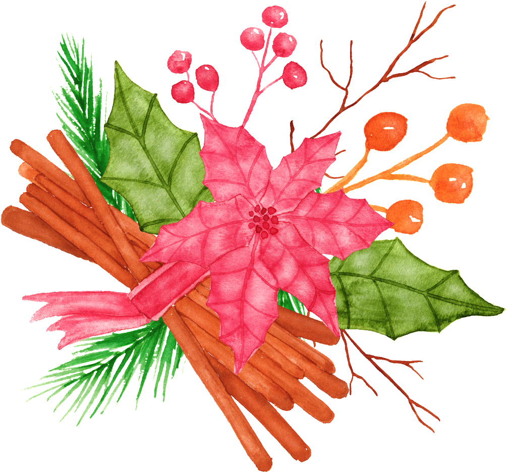 Hand Painted Red Maple Leaf And Wild Fruit Png Transparent Clipart (1024x1024), Png Download