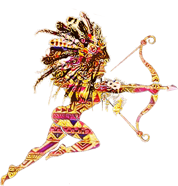 Ftestickers Silhouette Native American Archer Arrow Clipart (582x607), Png Download