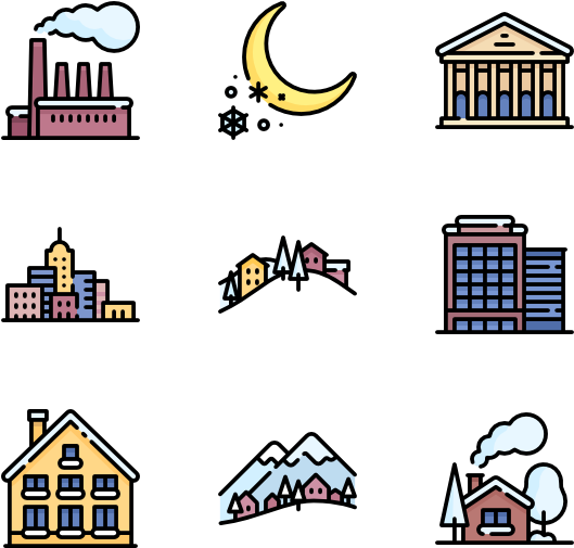 Winter Town Clipart (600x564), Png Download