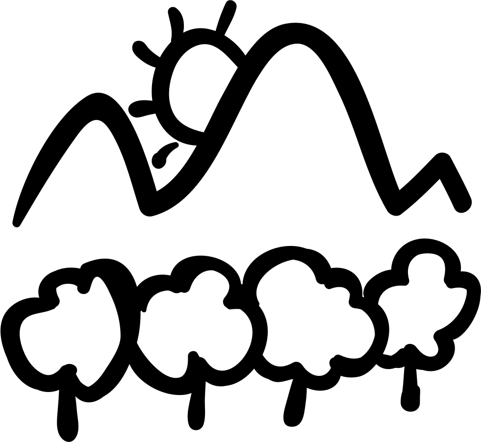 Mountain Landscape With Trees And Sun Comments Clipart (981x902), Png Download