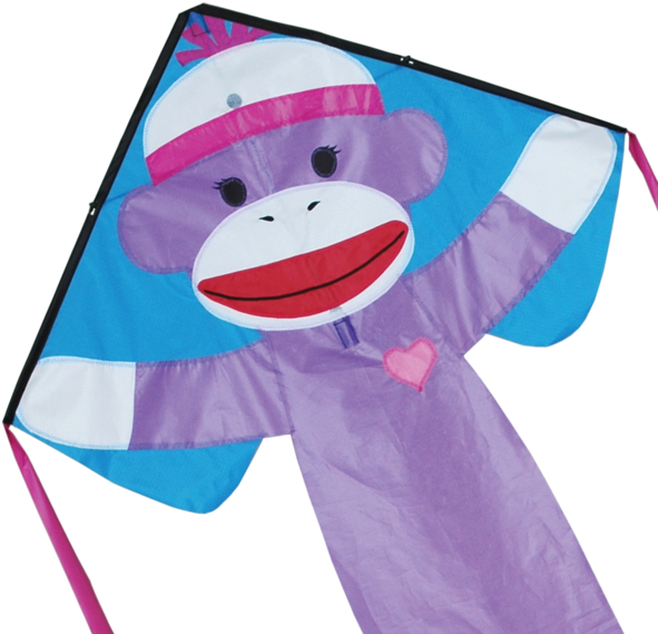 33" Girly Sock Monkey Easy Flyer Kite Clipart (600x600), Png Download