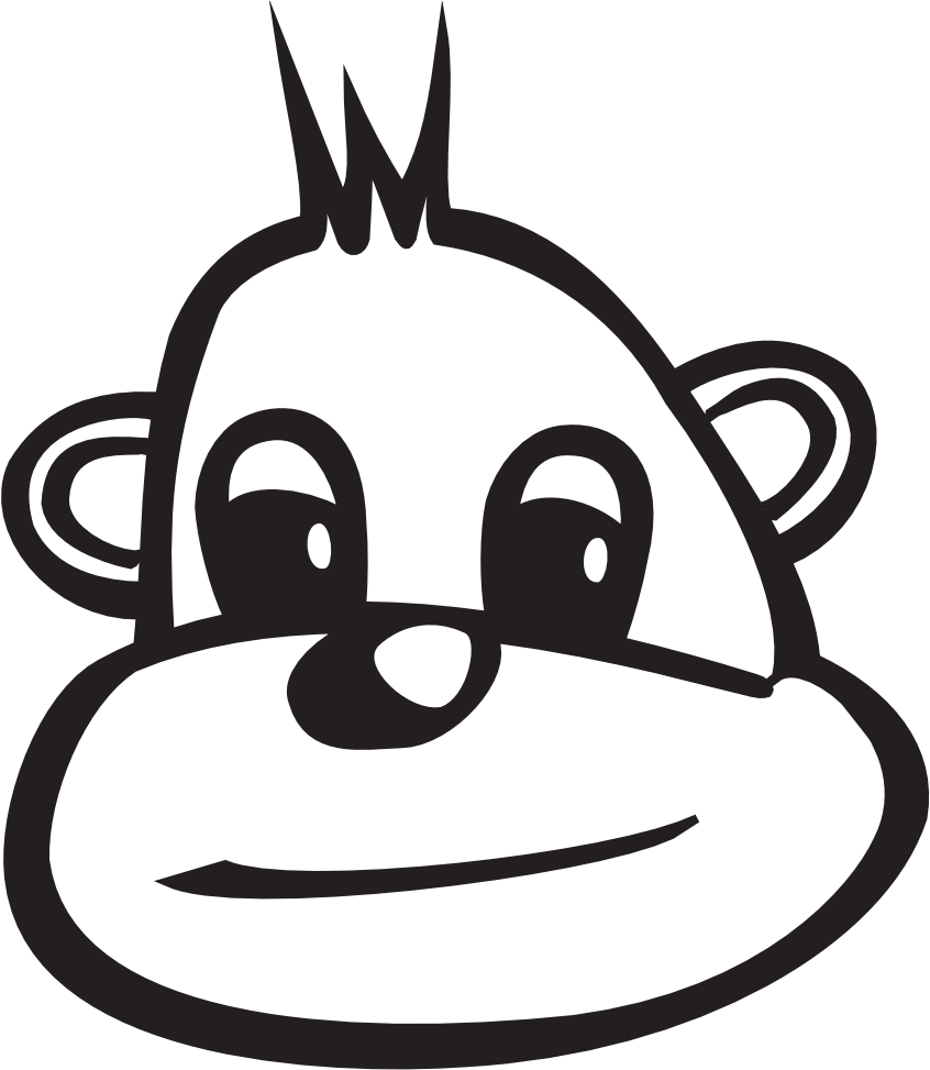 Monkey Head Black White Clipartist - Png Download (555x555), Png Download