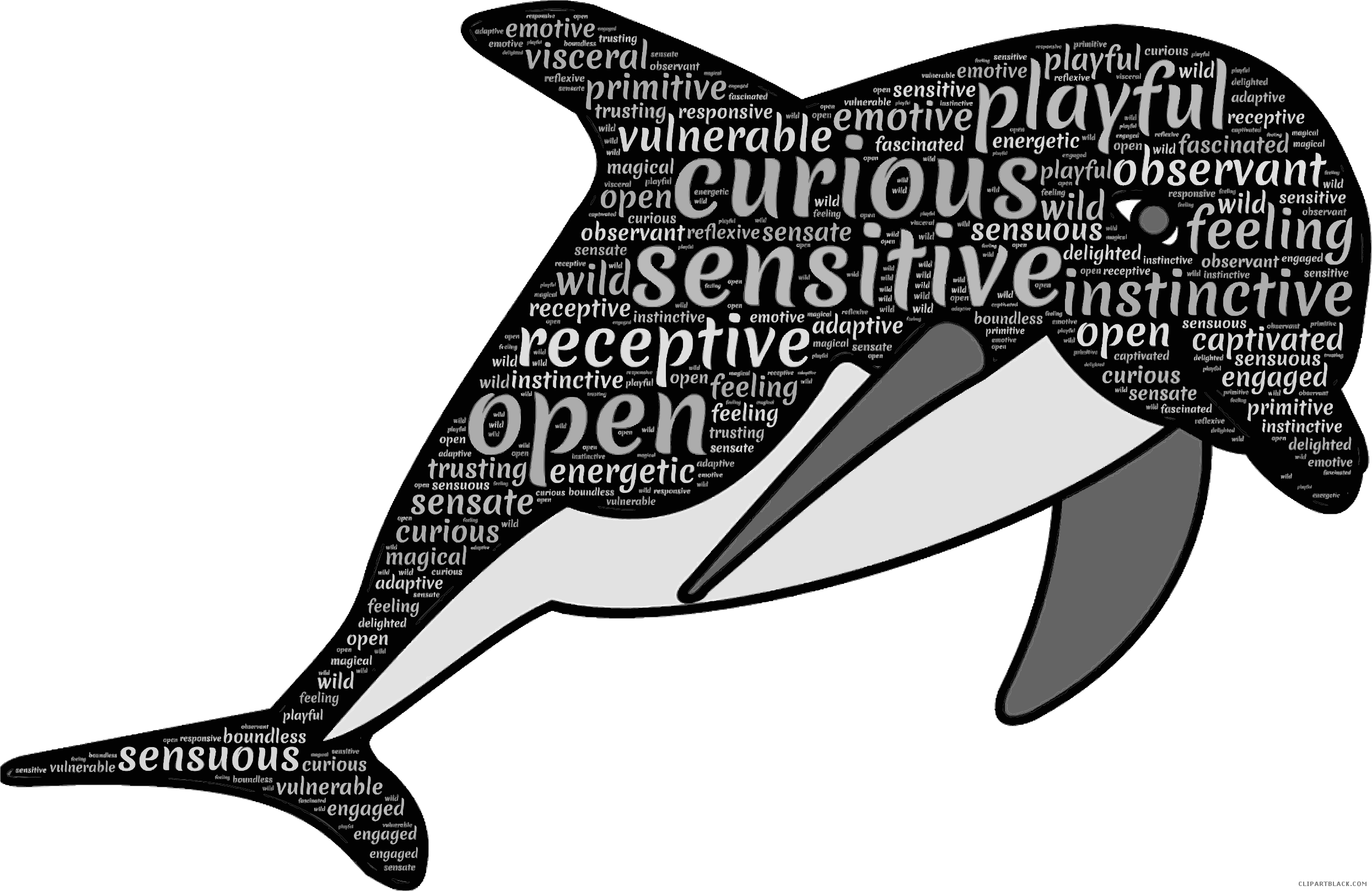 Dolphin Animal Free Black White Clipart Images Clipartblack - Png Download (2489x1616), Png Download