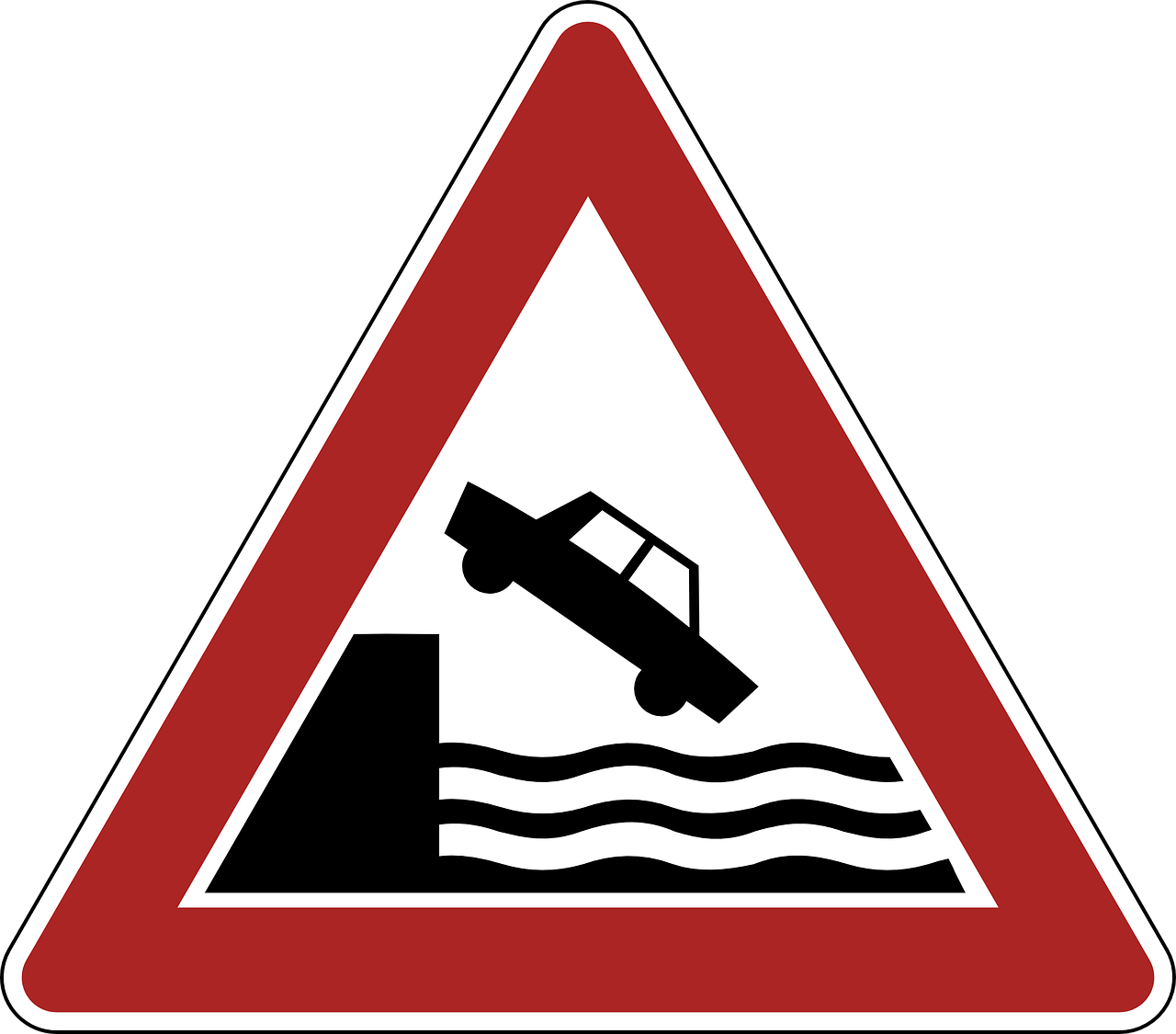 Danger Warning River Bank Road Sign Clipart (800x704), Png Download