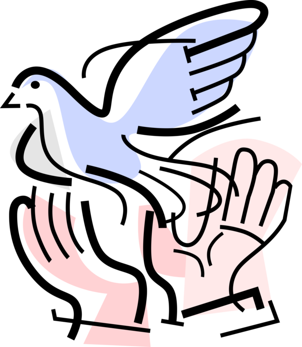 Hands Release Symbolic Dove Clipart (609x700), Png Download