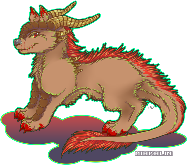 Demonic Dragon Wolf Pup By Miakalin Clipart (649x573), Png Download