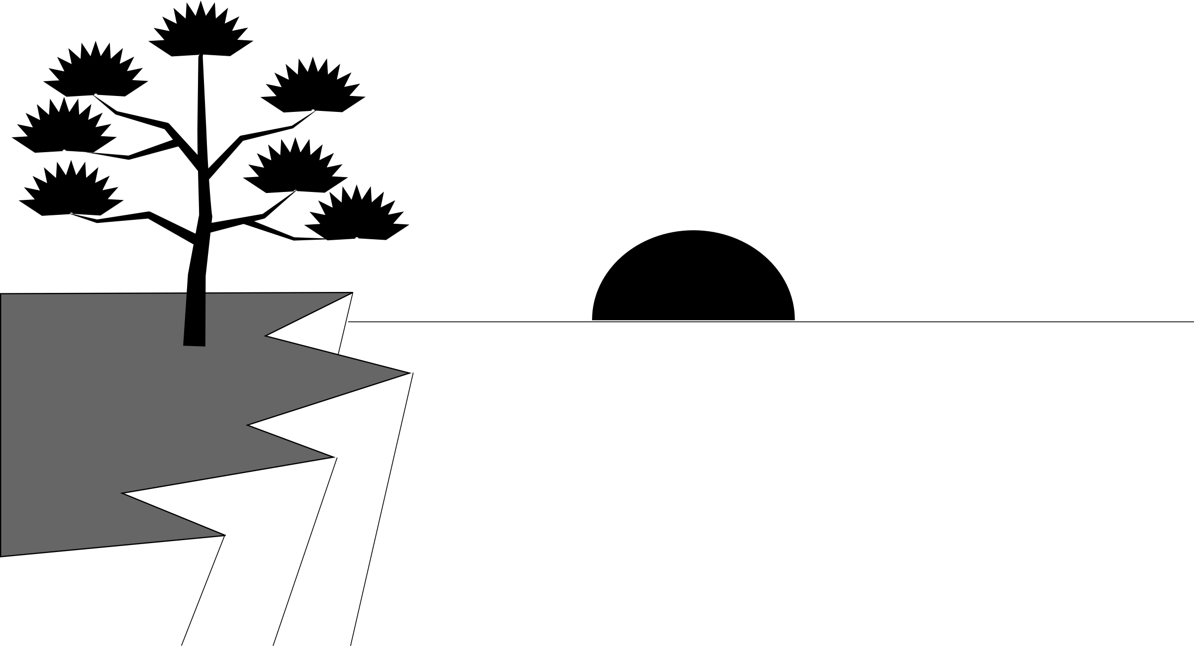 Sunset Water Clipart Black And White - Png Download (2400x1299), Png Download