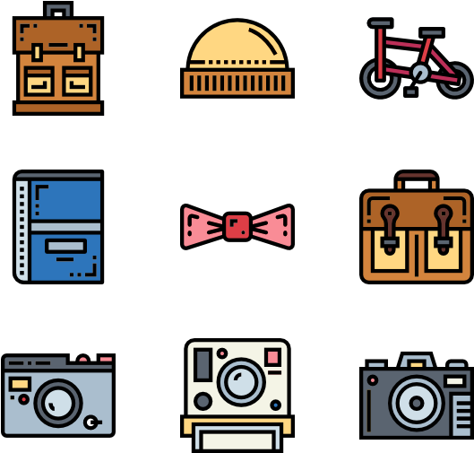 Vintage Icons Free Hipster Clipart (600x564), Png Download