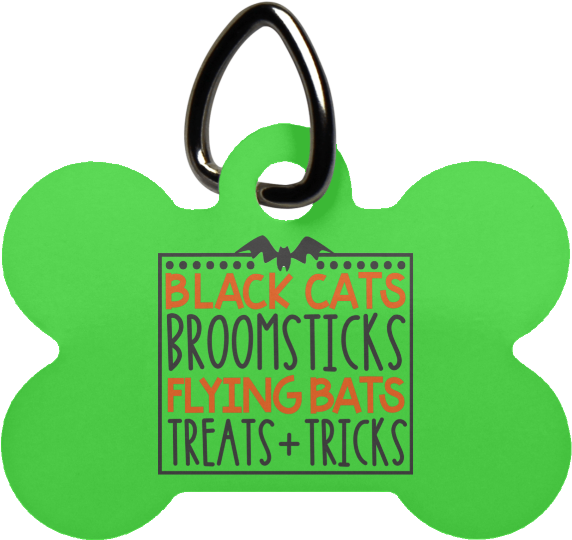 Black Cats Broomsticks Dog Bone Pet Tag- Pets Clipart (1155x1155), Png Download