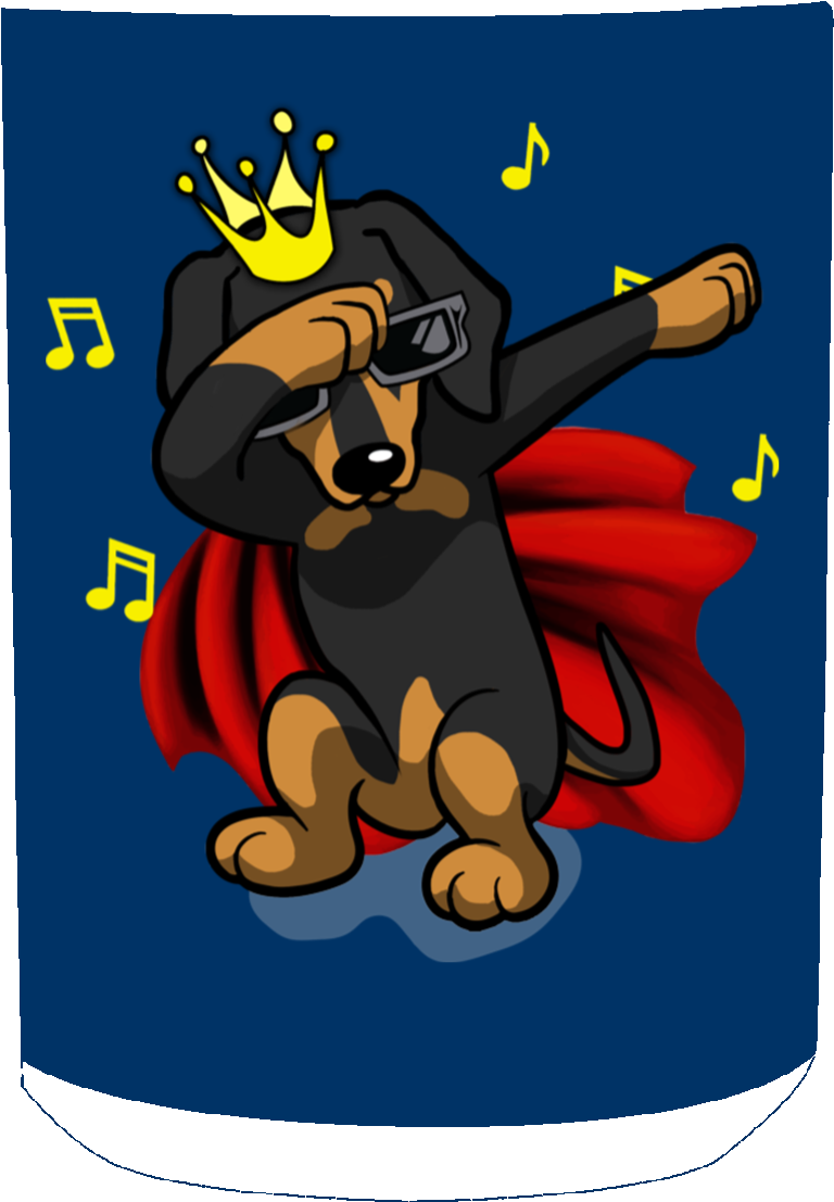 Dachshund King With Cool Glass Music Mug Clipart (1155x1155), Png Download