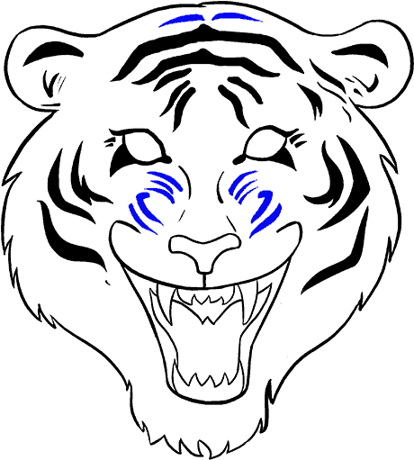 How To Draw Tiger Face Clipart (678x600), Png Download