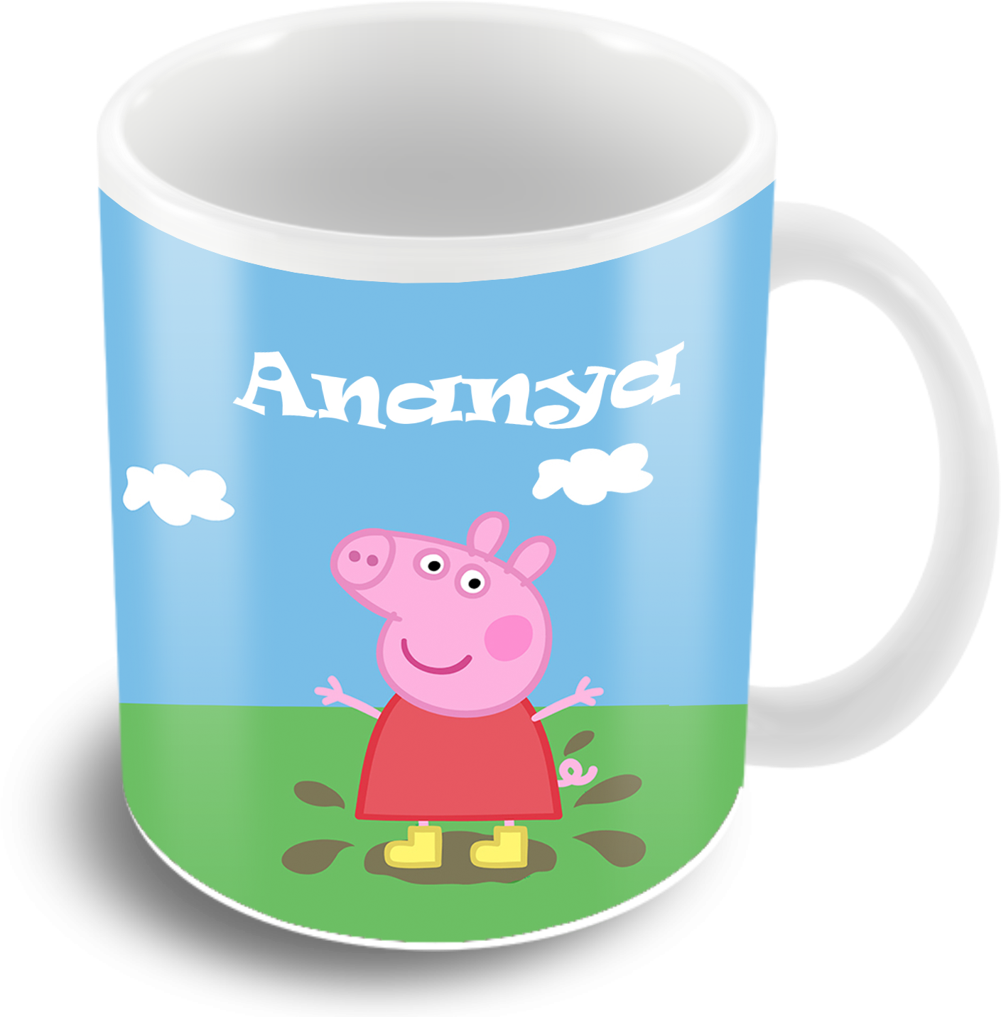 Funcart Peppa Pig Ceramic Coffee Mug Clipart (1409x1432), Png Download