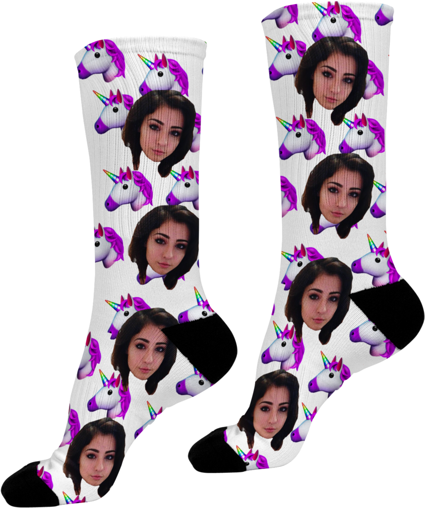 Unicorn Emoji Face Socks Clipart (1024x1024), Png Download