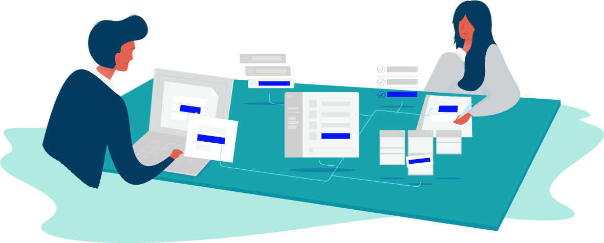 Illustration Of Two People In A Meeting Clipart (1180x475), Png Download