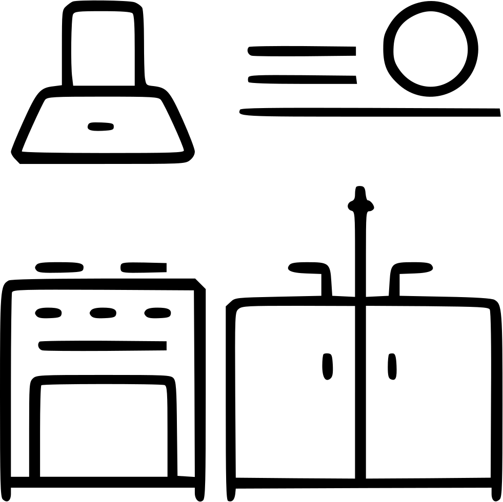 Kitchen Interior Equipment Household Project Furniture Clipart (981x980), Png Download