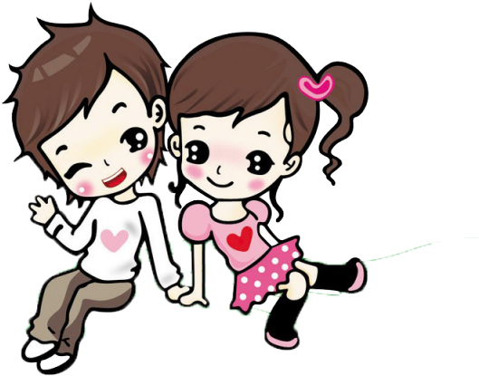 Drawn Kiss Cute Love Couple Clipart (640x480), Png Download