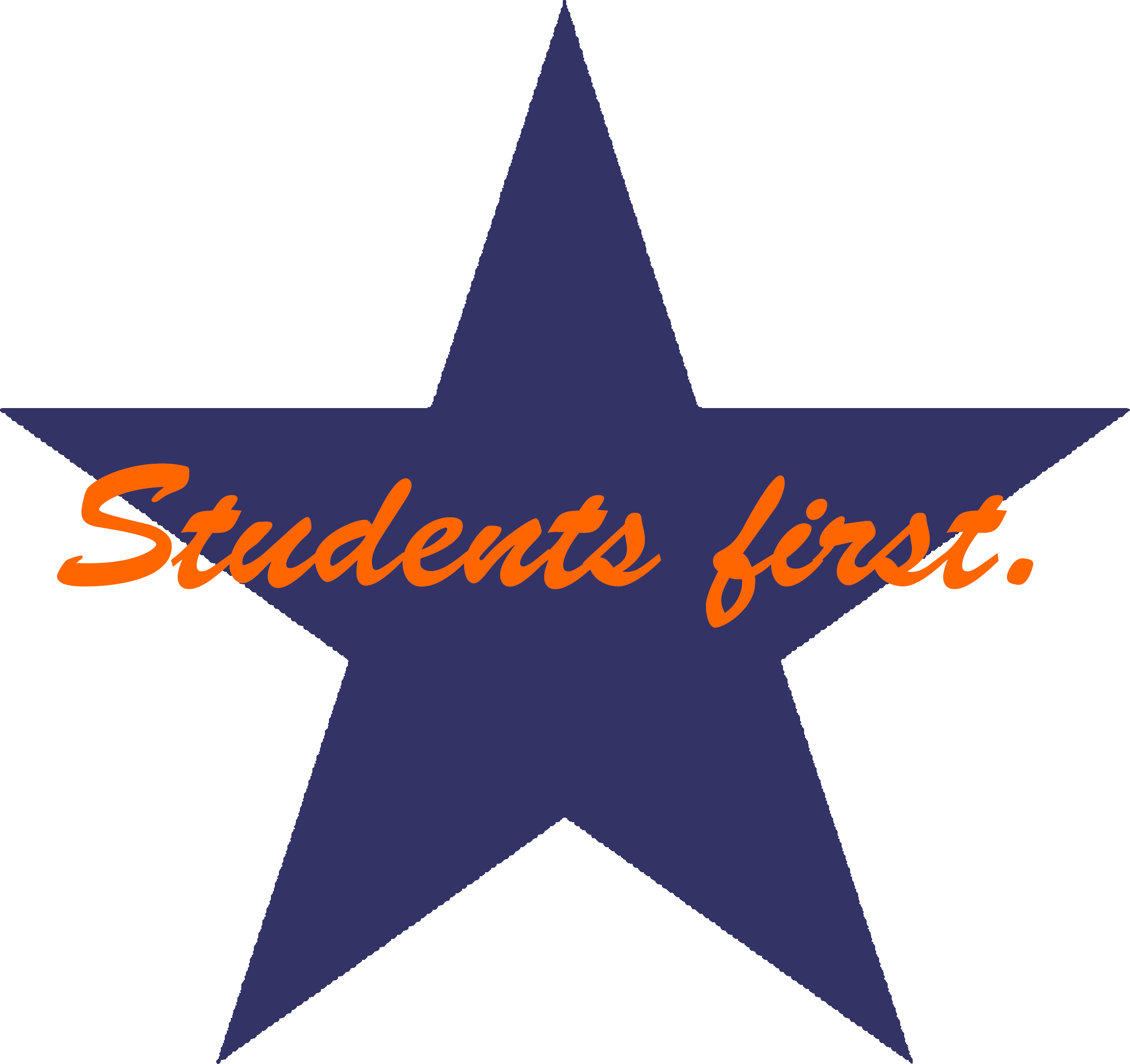 Blue Star With Orange Script Text Stating, "students Clipart (2257x2125), Png Download