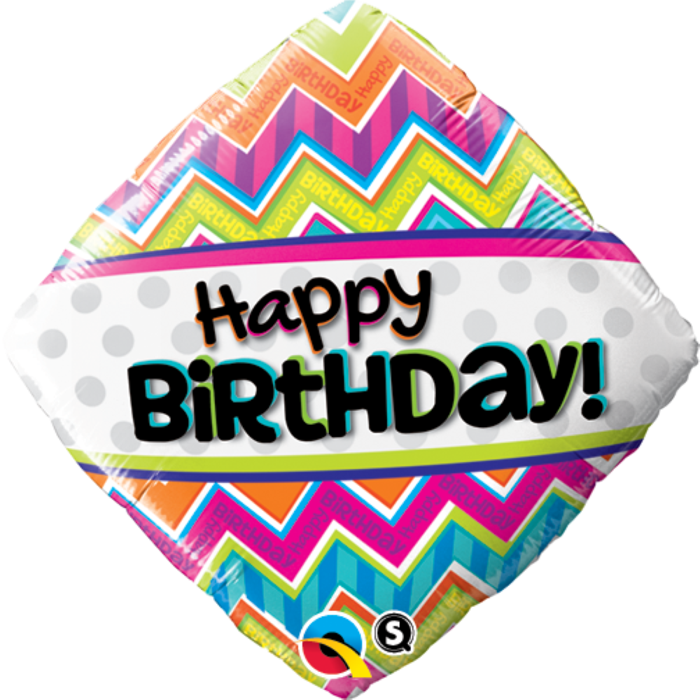 Happy Birthday Zig Zag Diamond Foil Balloon Clipart (1000x1000), Png Download