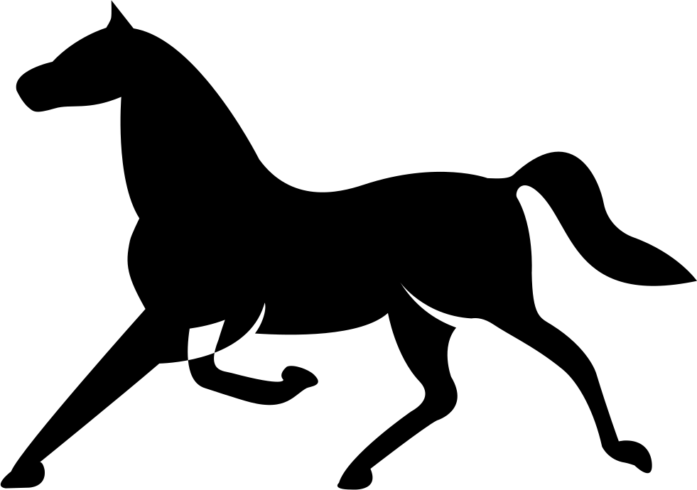 Horse Of Thin Black Shape In Running Clipart (981x690), Png Download