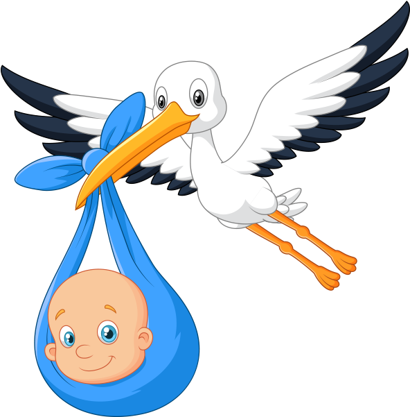 Clipart Mavi Örtüsüyle Bebek Taşıyan Leylek - Png Download (708x600), Png Download