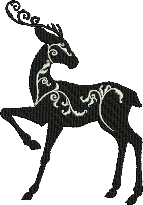 Reindeer Christmas Silhouette Label Clipart (474x680), Png Download