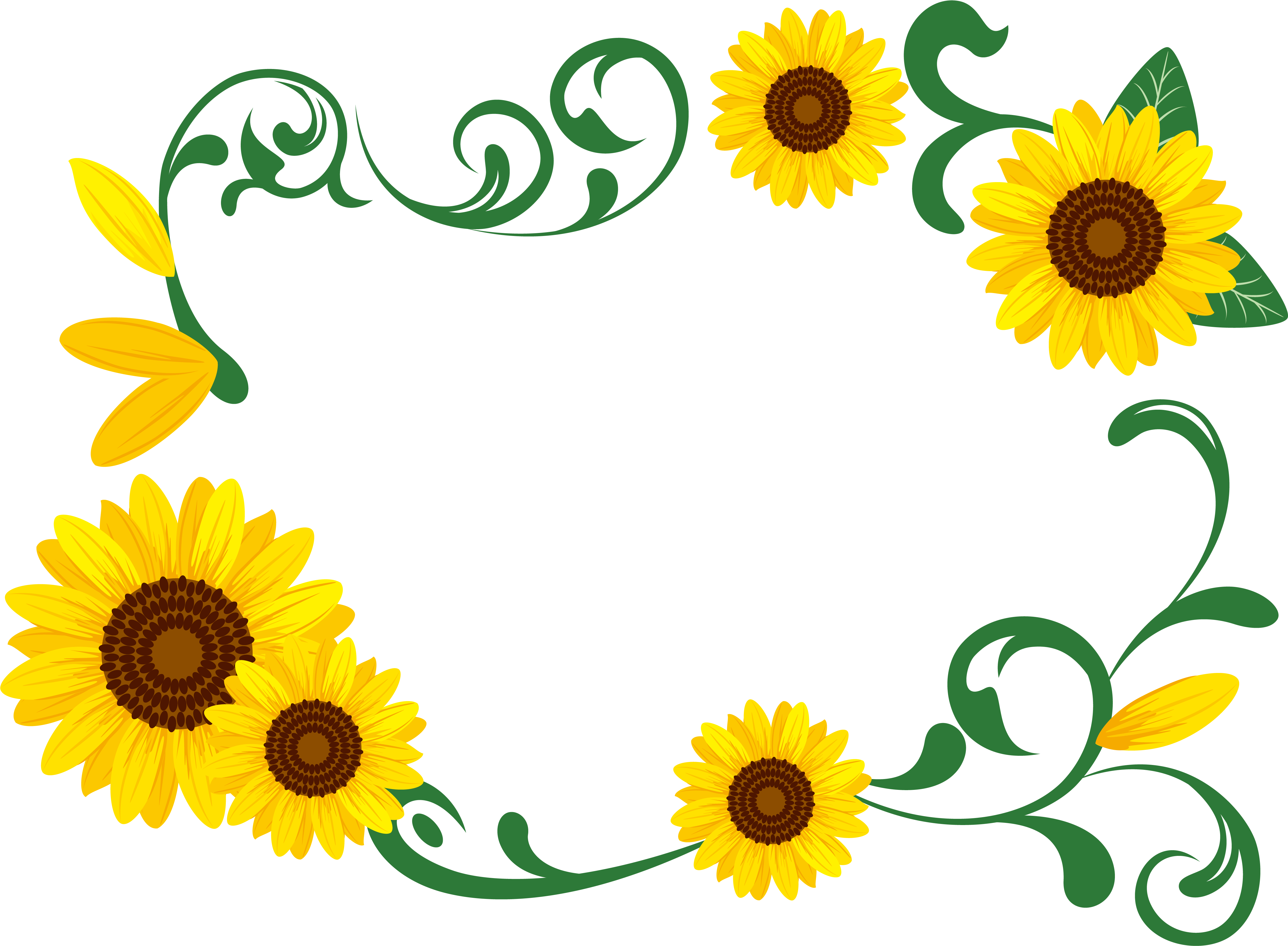 Garland Clipart Sunflower - Png Download (5751x4263), Png Download