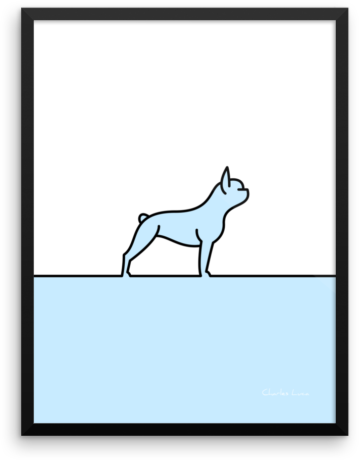 Funky Frenchie Blue By Charles Luca Art Gallery Clipart (1000x1000), Png Download