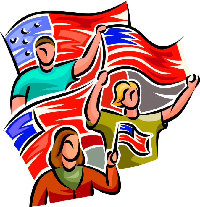 Vector Illustration Of American Patriots Proudly Waving Clipart (676x700), Png Download
