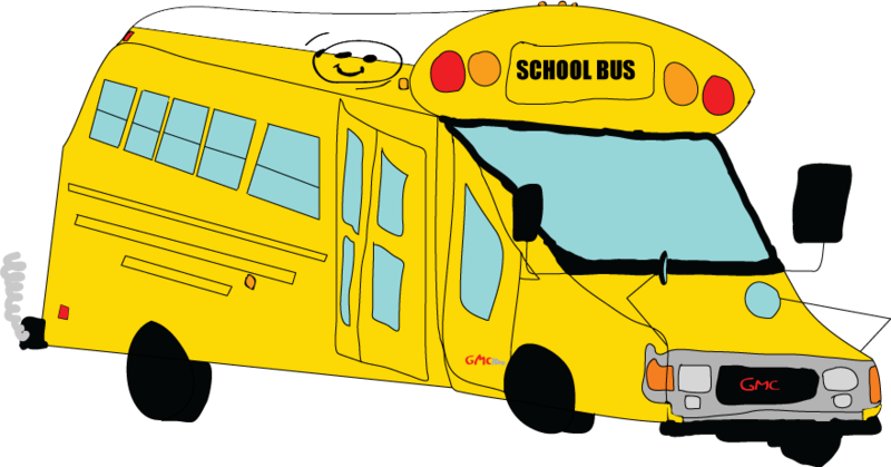 A Drawing Of A School Bus Transparent Clipart (800x419), Png Download